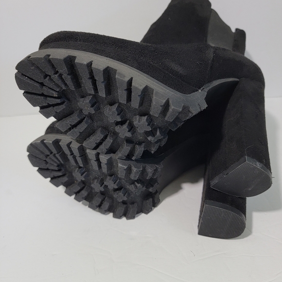 Liliana Black Chunky Platform Pull-On Bootie Women Size 7.5 Goth Club Festival - Picture 7 of 11